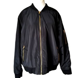 NWT Lane Bryant Women's Plus Bomber Jacket Gold Hardware Pockets Hipster 22/24W
